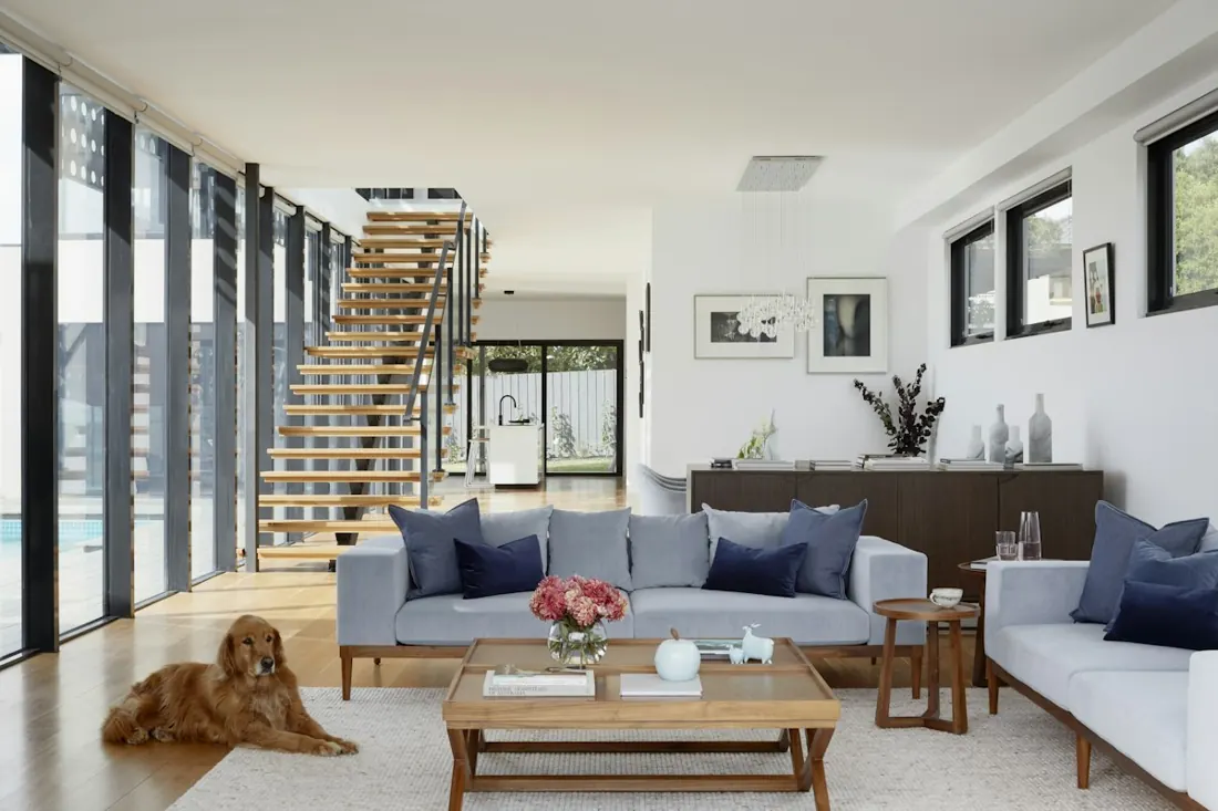 Thoughtfully arranged bright interior with natural finishes
